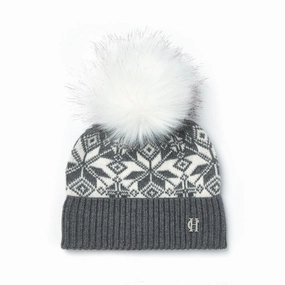 Holland Cooper Beatrice Ladies Bobble Hat - Grey Marl Cream Hot Pick Sale