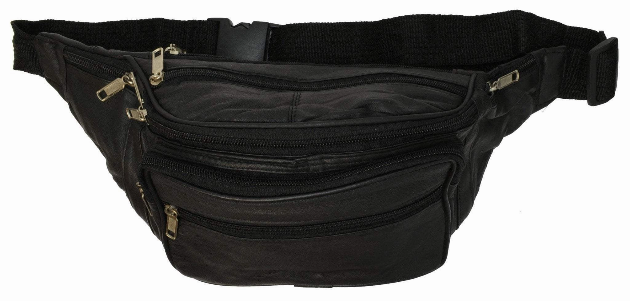 Clearance Event New Design Large Multi Zippered Genuine Leather Fanny Pack Waist Bag 041