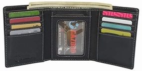 Hot Item Clearance Real Buffalo Leather Wallets For Men - Rfid Blocking Slim Trifold Wallet With Card Slots
