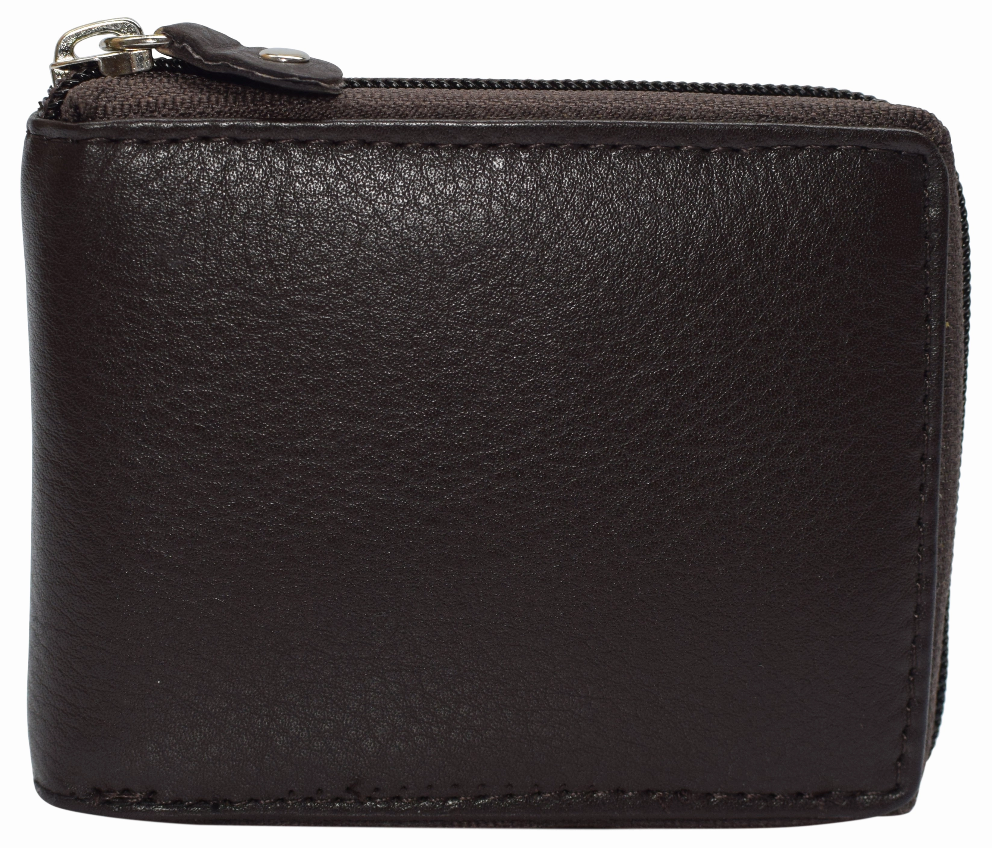 Deal Frenzy Today Rfid Blocking Mens Zip Around Wallet Cowhide Leather Zipper Bifold