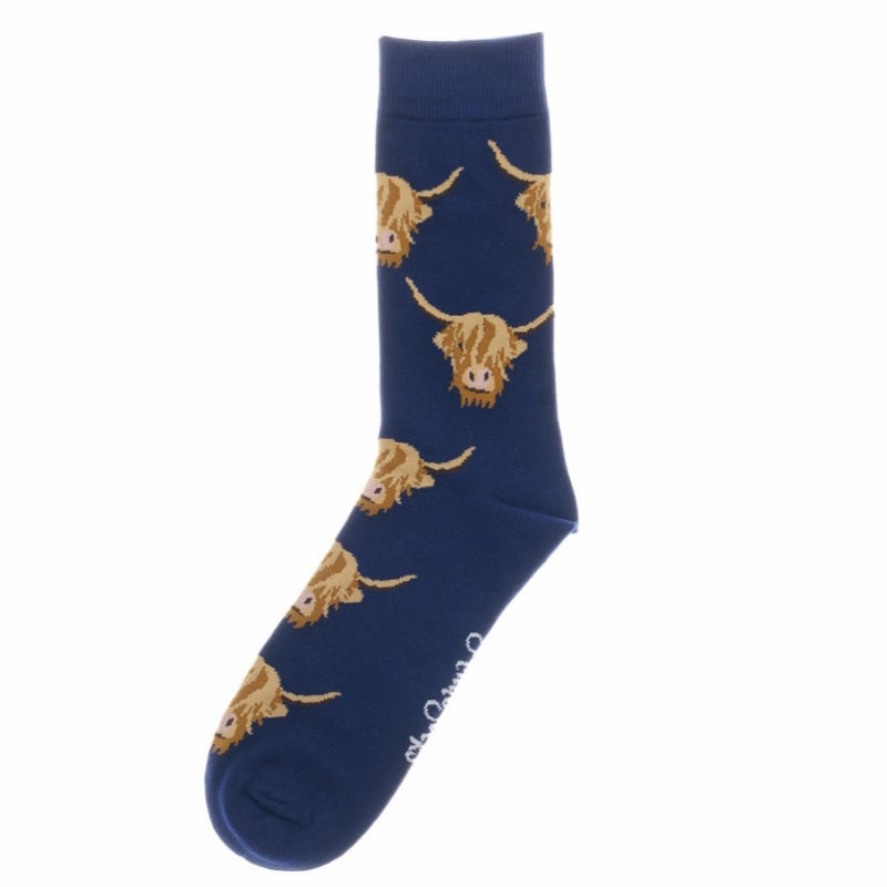 Shuttle Socks - Navy Highland Cow Trending Offer Today Limited Stock Deals