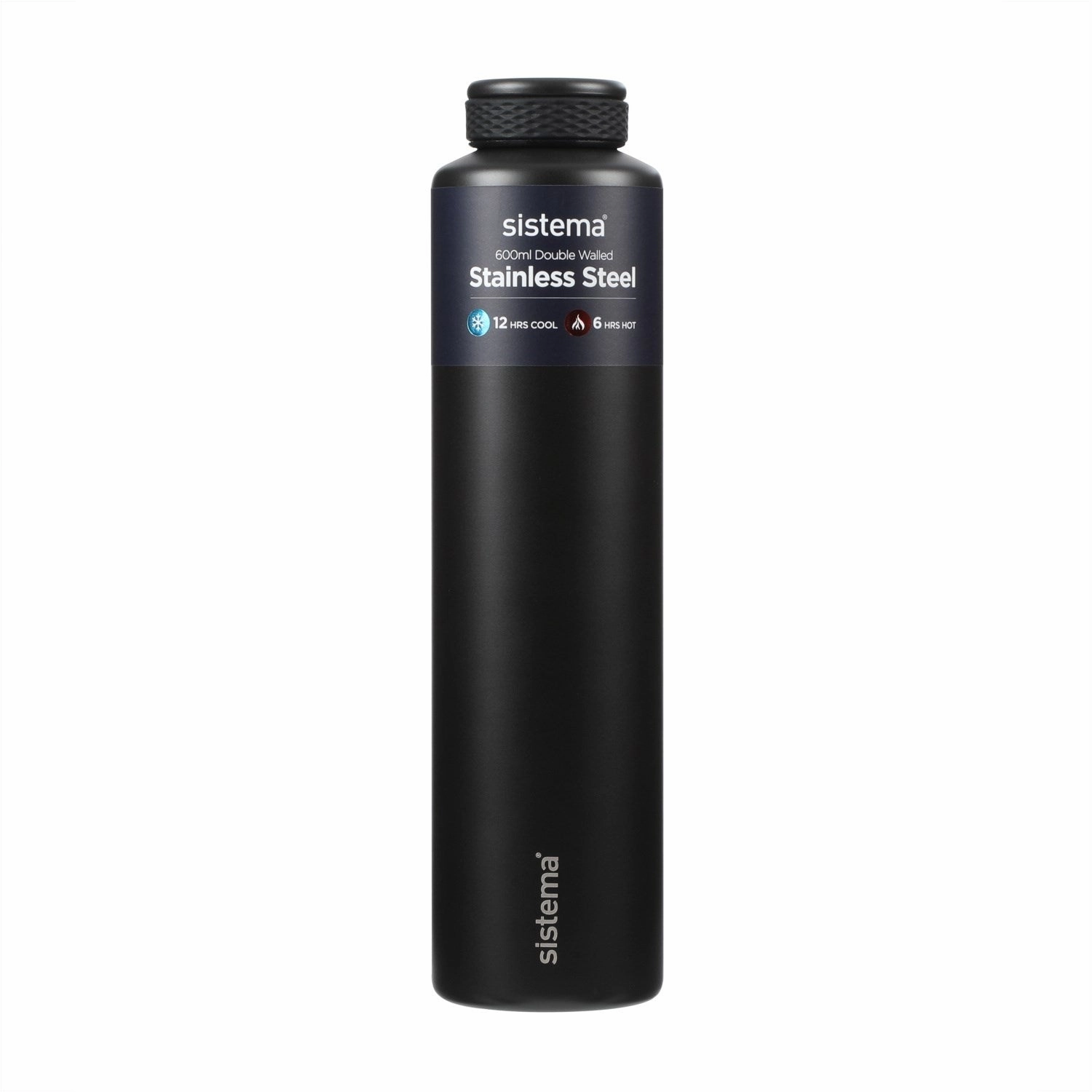 GiftWorthy Sale Sistema Black Stainless Steel Water Bottle 600 Ml
