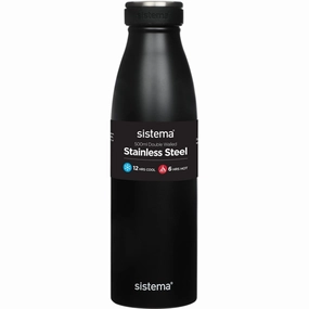 Sistema Stainless Steel Drink Bottle 500 Ml Black Mega Discount Today