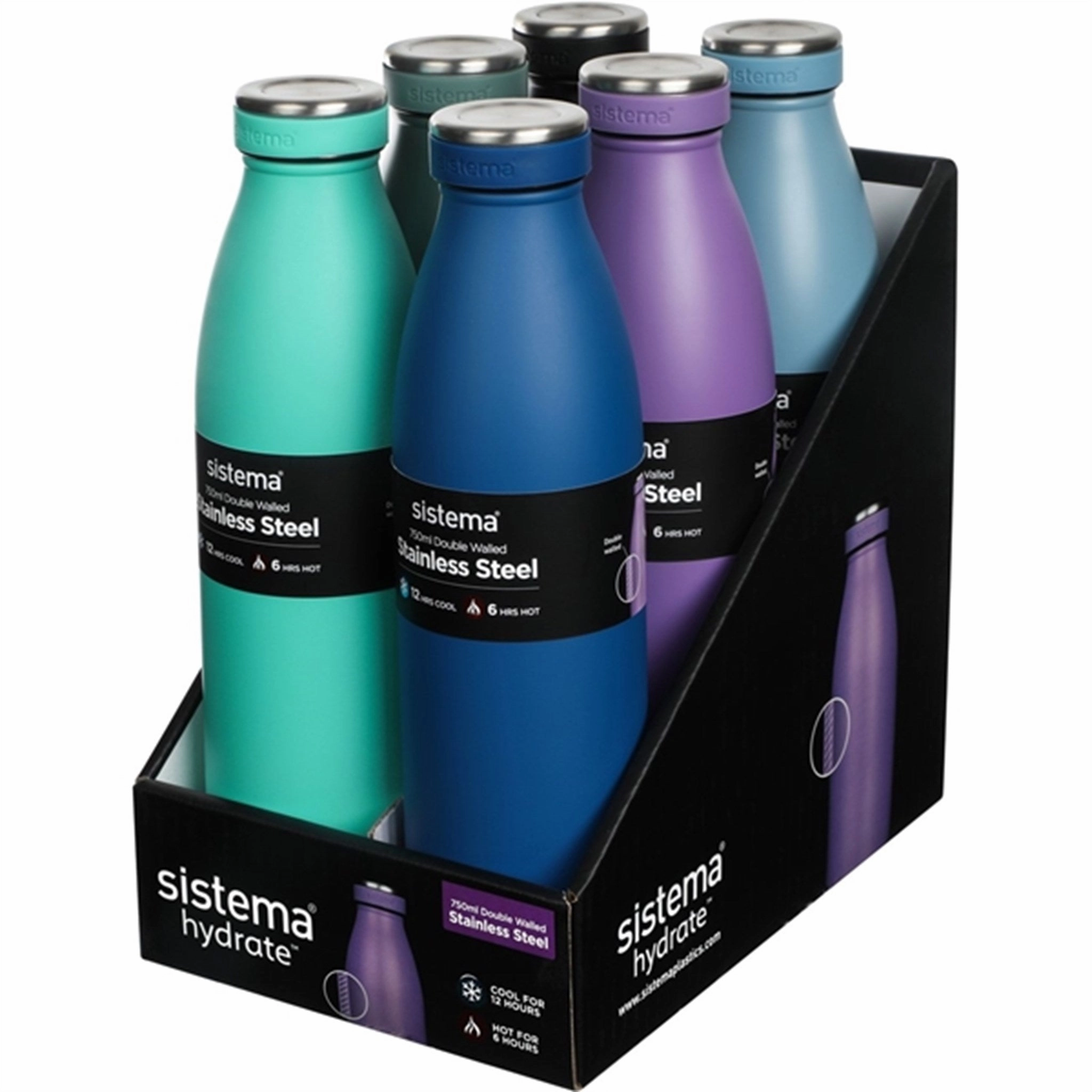 Sistema Stainless Steel Drink Bottle 750 Ml Black Flash Deal Today
