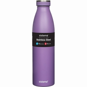 Trending Hot Deal Sistema Stainless Steel Drink Bottle 750 Ml Misty Purple