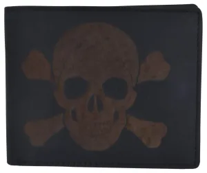 Skull Bones Logo Rfid Genuine Leather Credit Card Id Holder Bifold Wallet Perfect Gift Sale