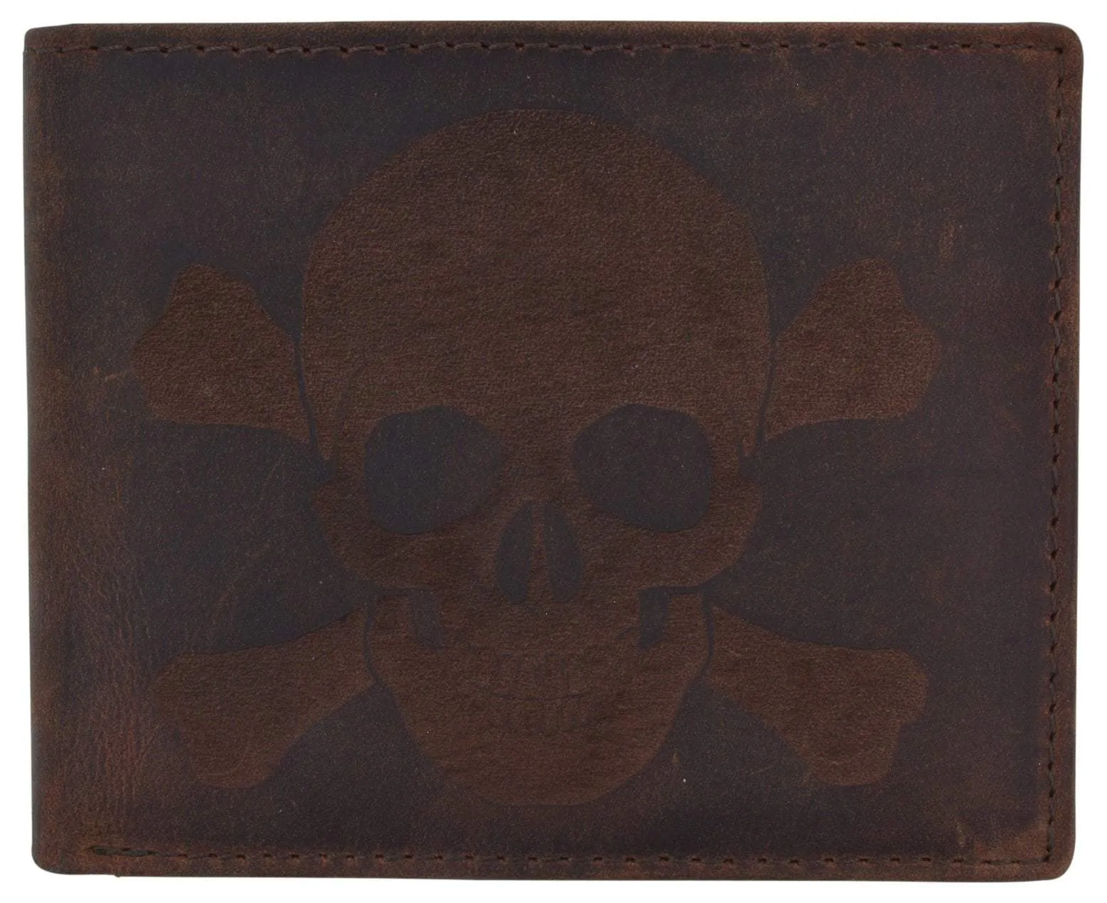 Skull Bones Logo Rfid Genuine Leather Credit Card Id Holder Bifold Wallet Flash Discount Today Exclusive Holiday Deal