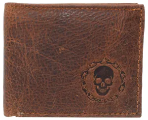 Today Only Hot Pick Shop Grab Offer Skull Chain Rfid Blocking Real Leather Bifold Classic Wallet For Men