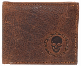 Today Only Hot Pick Shop Grab Offer Skull Chain Rfid Blocking Real Leather Bifold Classic Wallet For Men