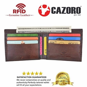 Slim Men'S Wallet Thin Bifold Leather Rfid Blocking Minimalist Front Pocket Mens Brown Wallet Cazoro Grab Save Today Hot Price Drop