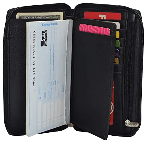 Rfid Blocking Genuine Leather Long Bifold Zipper Checkbook Cover Wallet Shop Save Today Flash Sale Alert