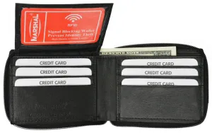 Clearance Steal Today Trending Deals Today Rfid Blocking Soft Premium Leather Zip Around Id Bifold Wallet Rfid P 1256 (C)