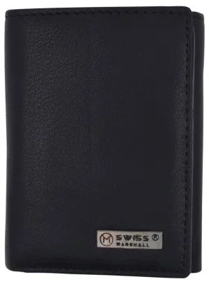 Swiss Marshall Executive Mens Rfid Protected Trifold Genuine Leather Wallet Id Window Clearance Event