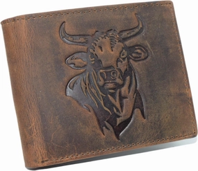 Dont Wait Save Today Price Drop Today Western Rodeo Bull Wallet For Men - Vintage Cowhide Leather Patriotic Bifold Wallet For Cowboys - MenS Wallets Bifold Rfid Blocking Card Holder Wallet (Brown)