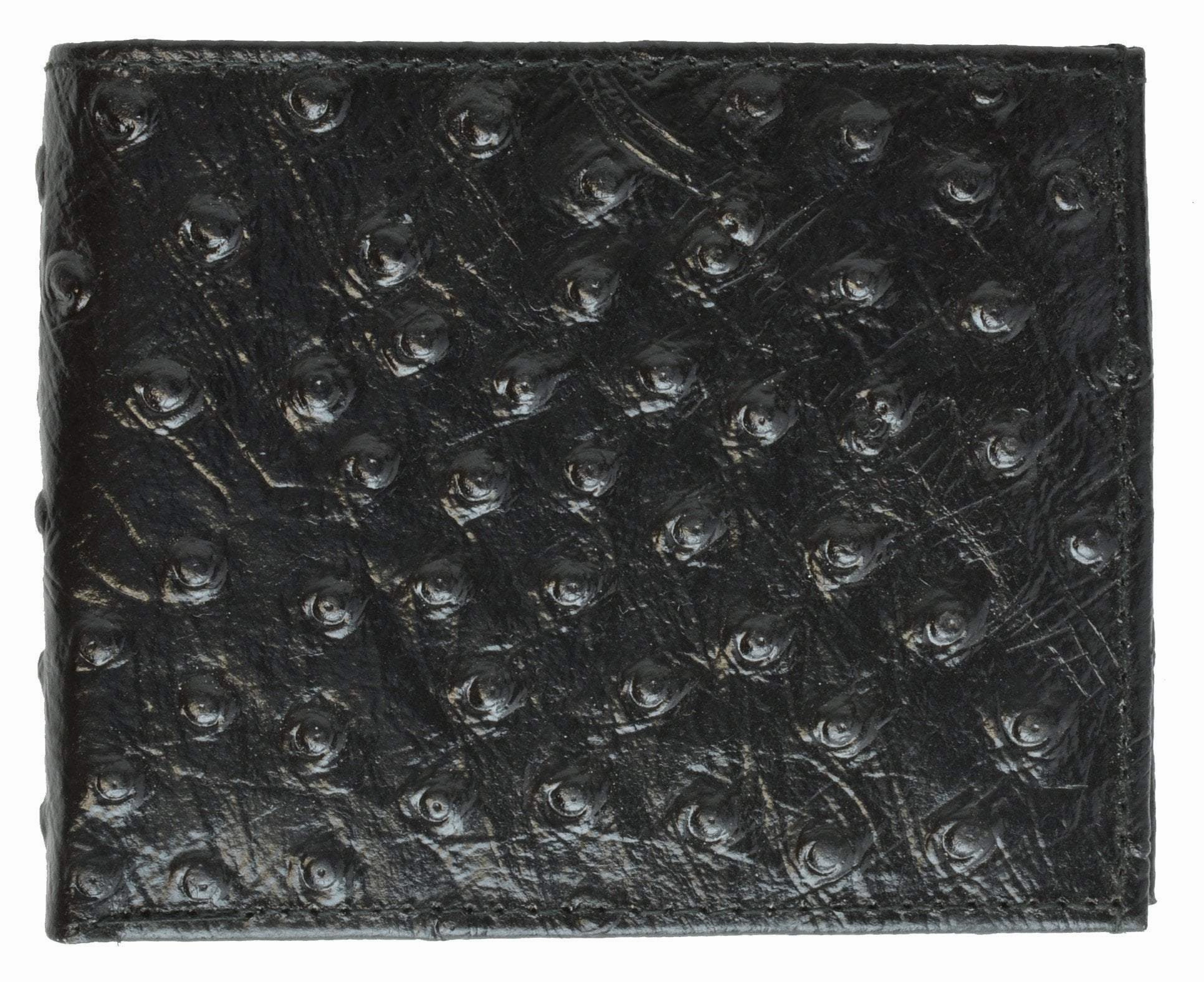 Best Seller Discount Shop Grab Savings Ostrich Print Cowhide Leather Bifold Wallet With Flip Id Window & Credit Card Slots 71053 Os