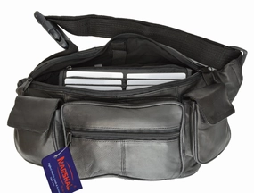 Best Seller Deal Dont Wait Save Today Large Black Solid Leather Waist Fanny Pack Belt Bag Travel Hip Purse Mens Womens Marshal