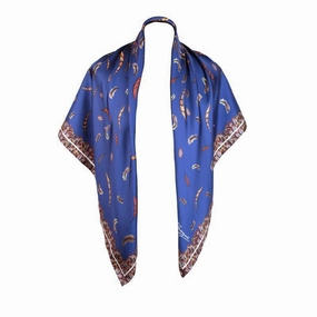 Clare Haggas Birds Of A Feather Large Twill Silk Scarf - Navy Price Drop Frenzy