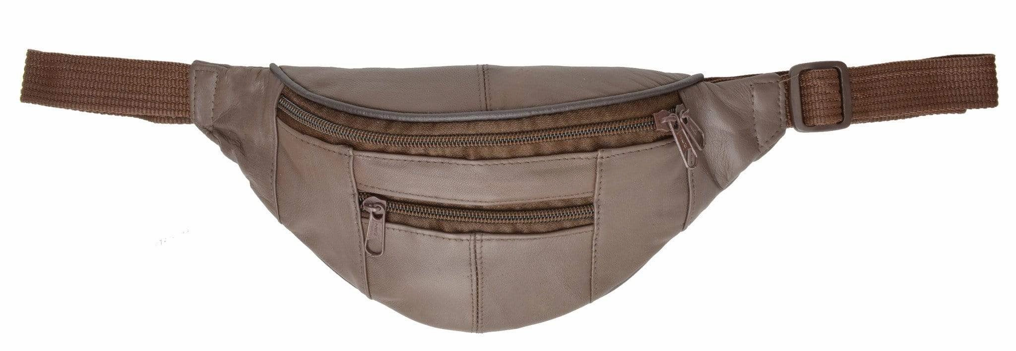 Genuine Leather Slim Waist Pack Pouch With Zippered Pockets 007 (C) MustHave Gift Ideas Instant Discount
