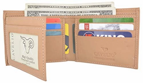 Men'S Tan Bifold Soft Leather Credit Card Id Flap Out Wallet MustHave Gift Ideas