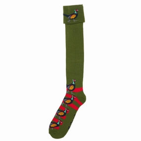 Flash Deal Today Shuttle Socks - Green And Red Pheasant Shooting Socks