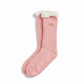 Barbour Cable Knit Lounge Socks Dusty Pink Mega Hot Offer Special Price Offer