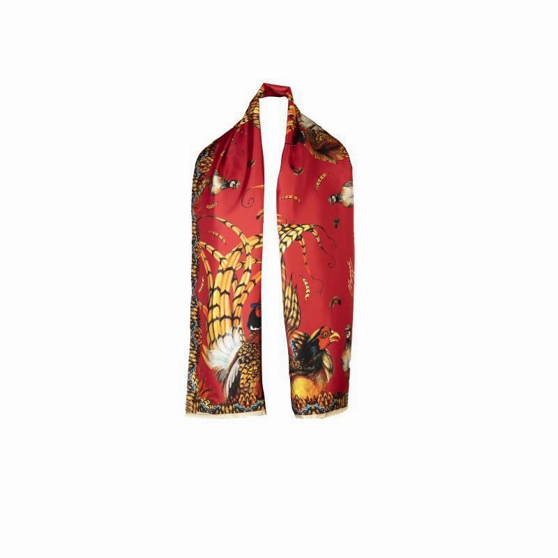 Clare Haggas Heads Or Tails Large Twill Silk Scarf - Red Best Deal Online