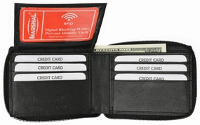 Clearance Steal Today Trending Deals Today Rfid Blocking Soft Premium Leather Zip Around Id Bifold Wallet Rfid P 1256 (C)