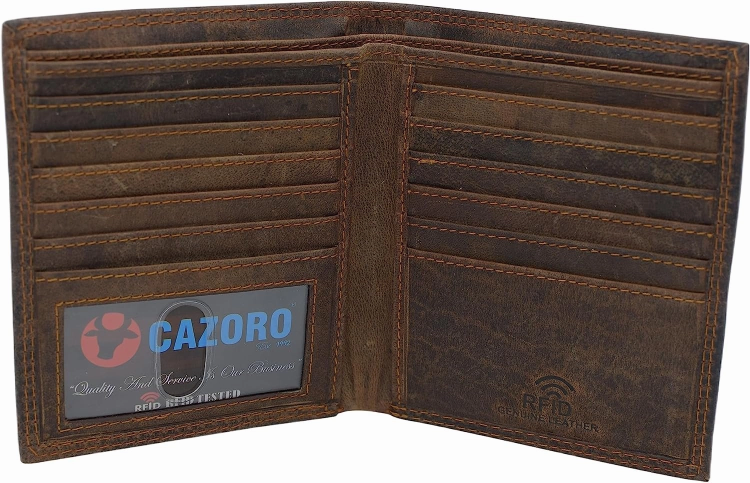 Exclusive Online Deal Flash Sale Alert Rfid Protected Premium Vintage Leather Bifold Hipster Credit Card Slim Wallet For Men (Brown)
