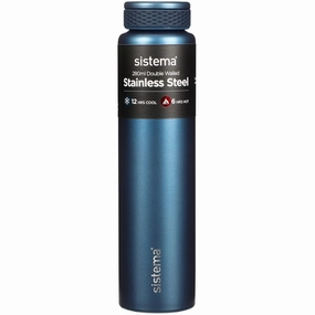 Steal Todays Offer Sistema Stainless Steel Water Bottle 280 Ml Blue