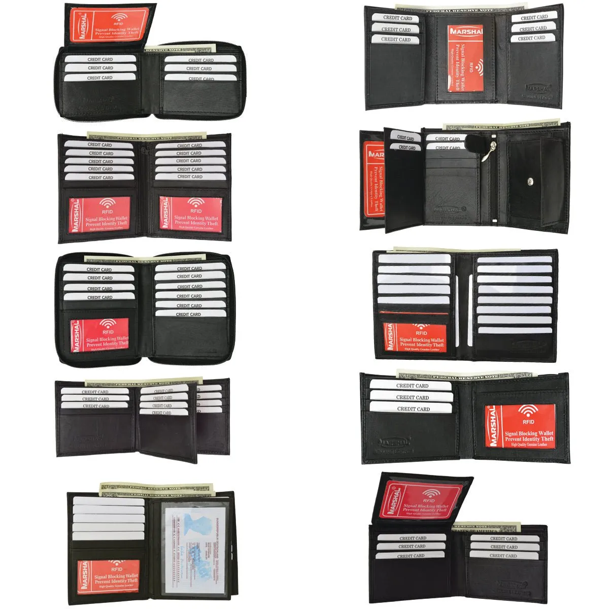 Wholesale Rfid Blocking Black Men'S Premium Leather Bifold & Trifold Wallets Perfect Gift Offer