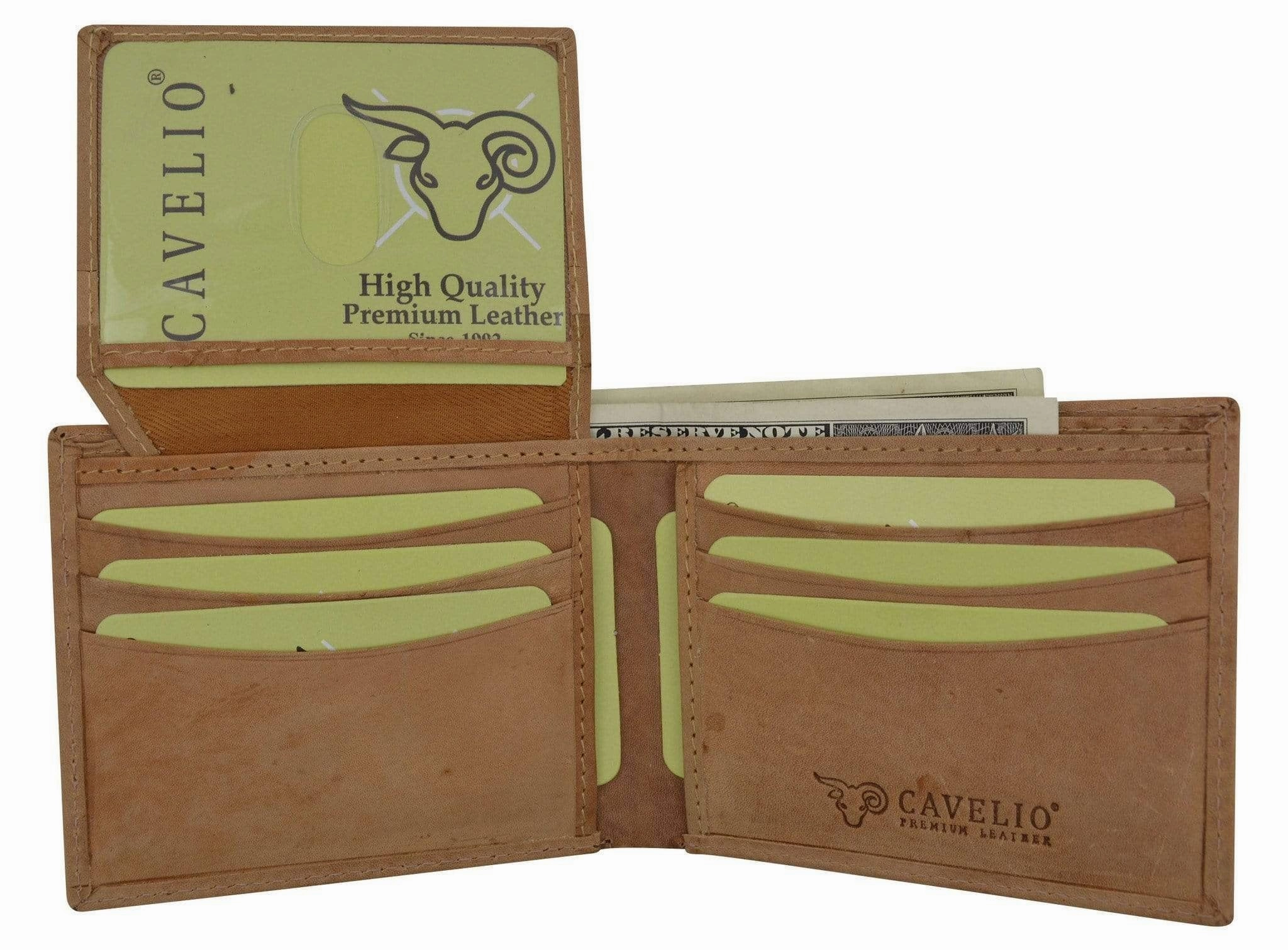 Dont Miss This Offer Exclusive Online Discount Brand New Cavelio Premium Leather Fixed Flap Up Id Window Bifold Hunter Wallet Hu53 (C)