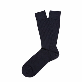 EndofWeek Deals Clearance Sale Now Sunspel Merino Wool Ribbed Socks Navy