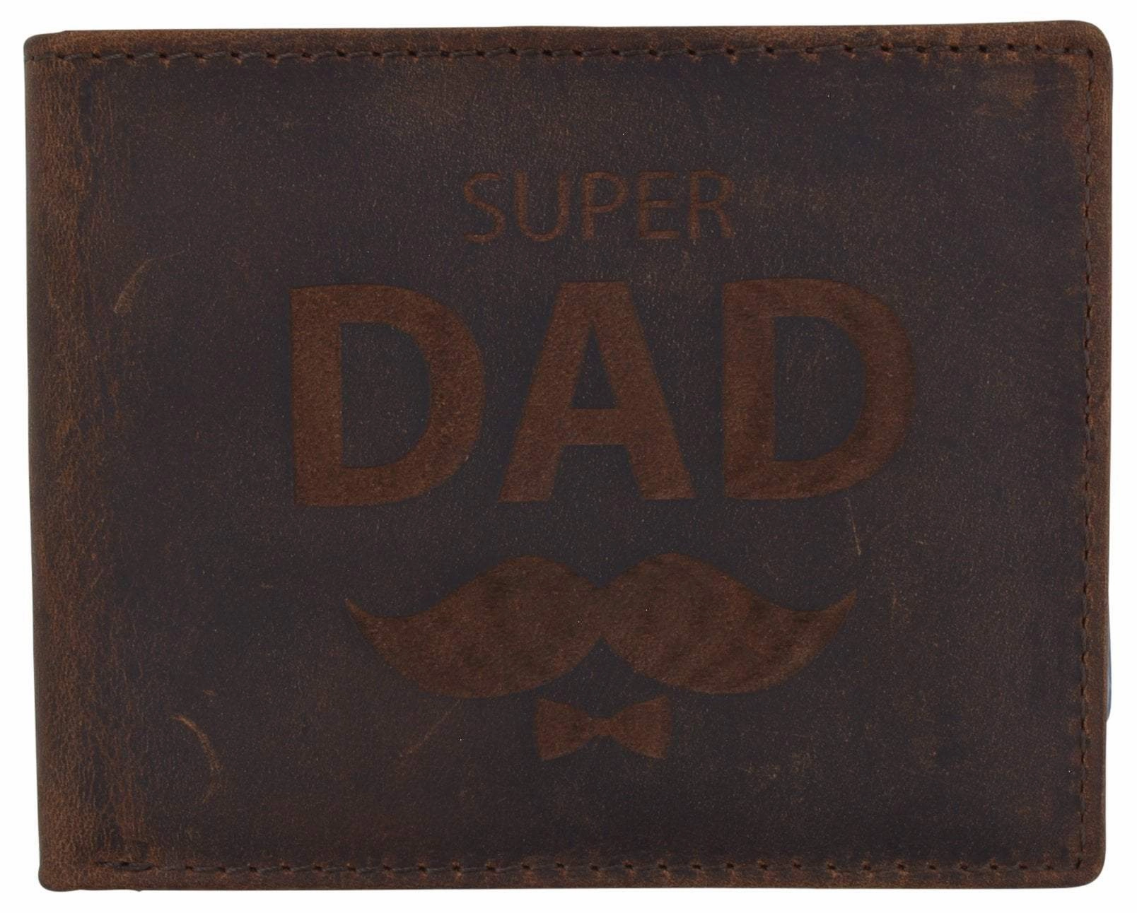 Todays Special Savings Hot Sale Frenzy Super Dad Mens Rfid Blocking Leather Bifold Wallet Father'S Day Gift