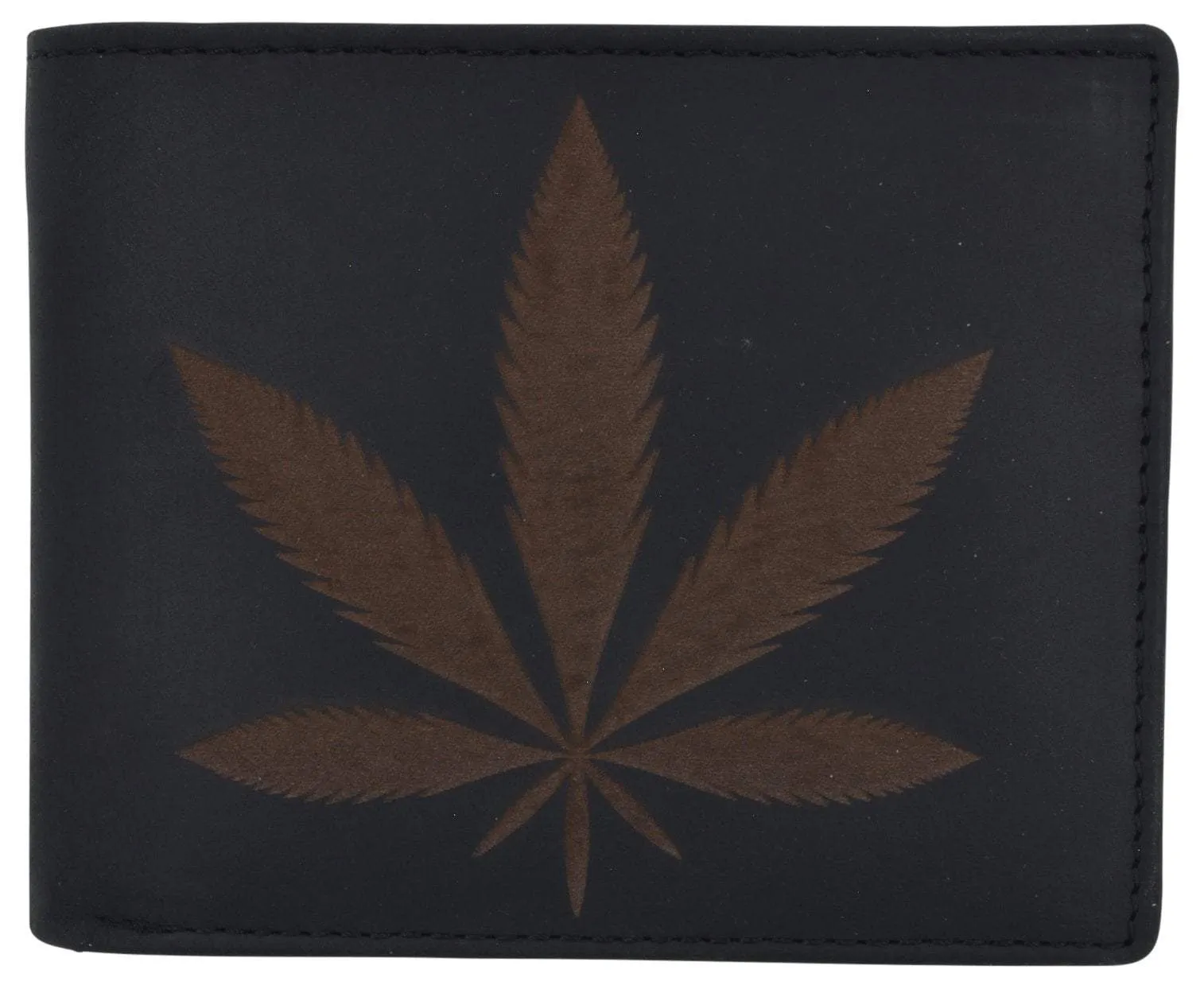 Genuine Leather Rfid Bifold Mens Marijuana Leaf Logo Wallet Online Exclusive Offer Clearance Savings Now