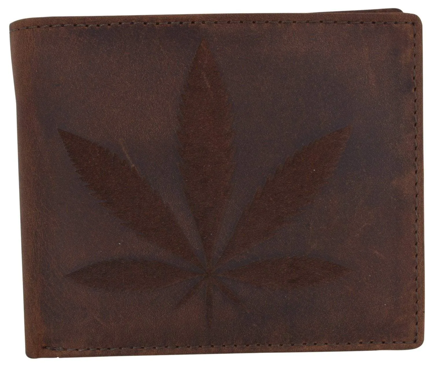 Genuine Leather Rfid Bifold Mens Marijuana Leaf Logo Wallet Mega Discount Today MustShop Sale