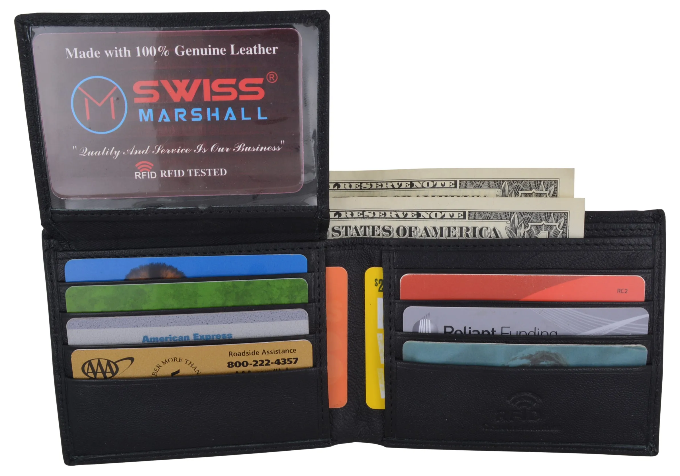 Limited Time Offer Special Savings Today Rfid Security Blocking Men'S Slim Bifold Credit Card Id Leather Wallet Logo