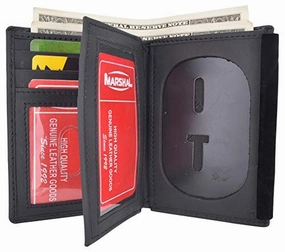 Marshal Genuine Cowhide Leather Badge Rfid Wallet For Firefighters, Police Etc. Save Today Event