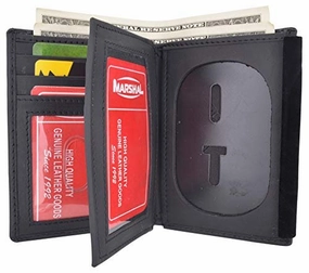 Marshal Genuine Cowhide Leather Badge Rfid Wallet For Firefighters, Police Etc. Save Today Event