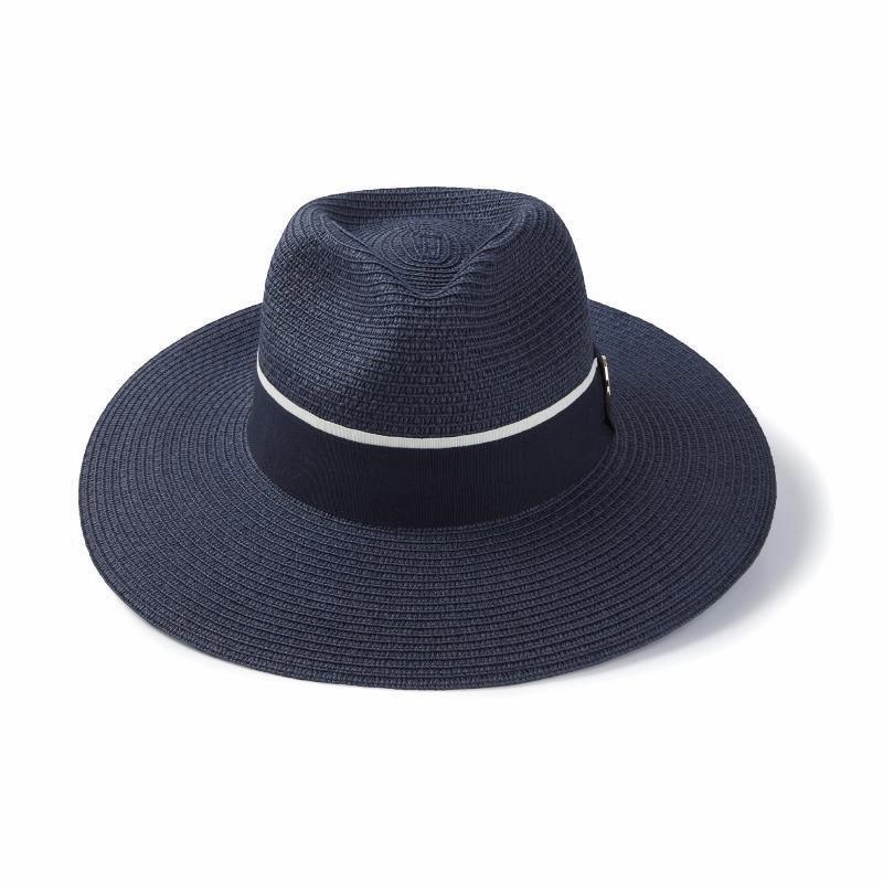 Hicks & Brown Hemley Wide Brimmed Summer Fedora - Navy Instant Discount
