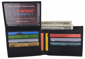 Limited Time Offer Special Savings Today Rfid Security Blocking Men'S Slim Bifold Credit Card Id Leather Wallet Logo