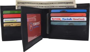 Personalized Date Men'S Rfid Blocking Genuine Leather Bifold Multi-Card Center Flap Wallet (Black) Grab It Fast