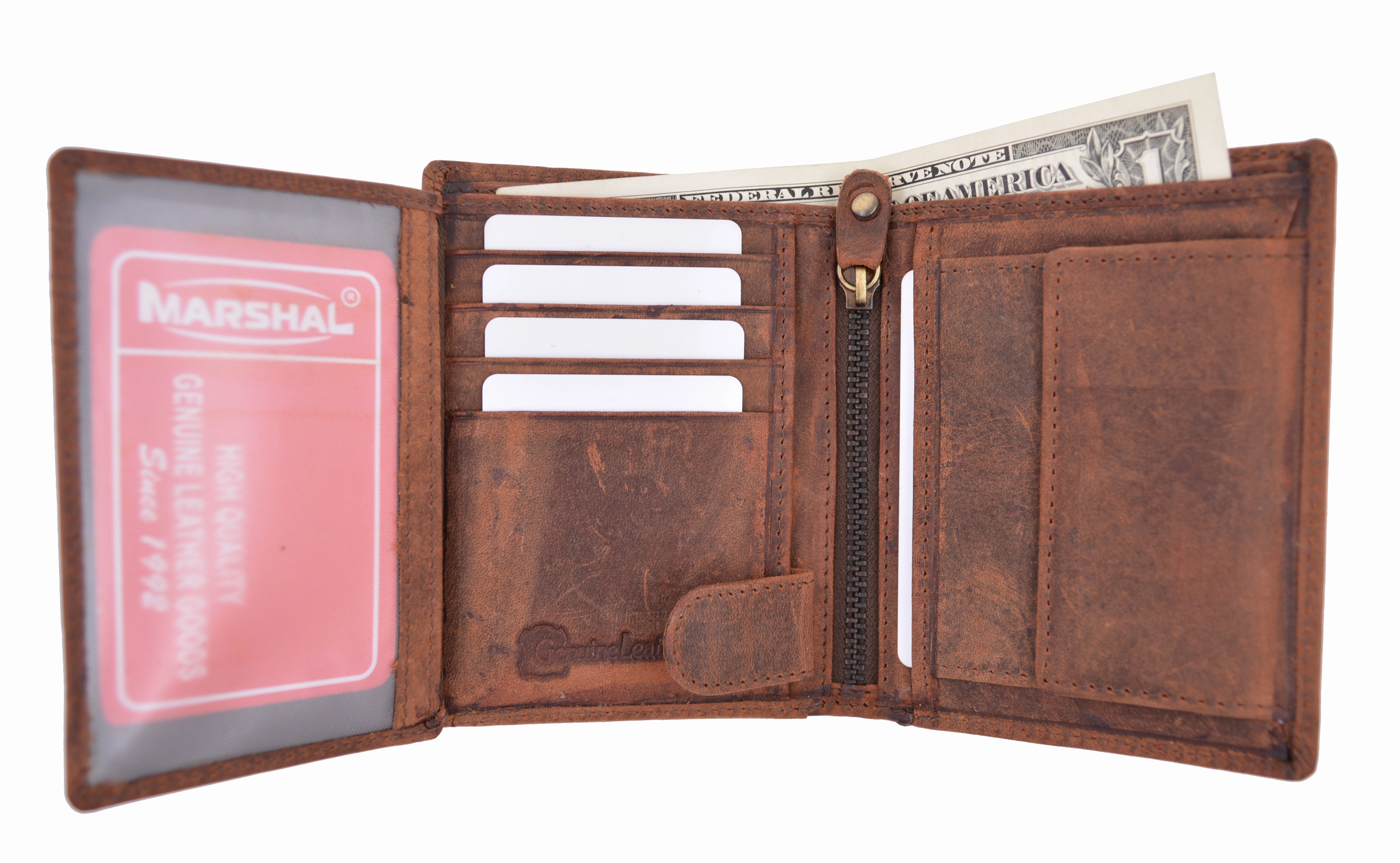 Clearance Sale Now Men'S Chain Biker Vintage Leather Rfid Blocking European Style Bifold Trifold Wallet With Id Window