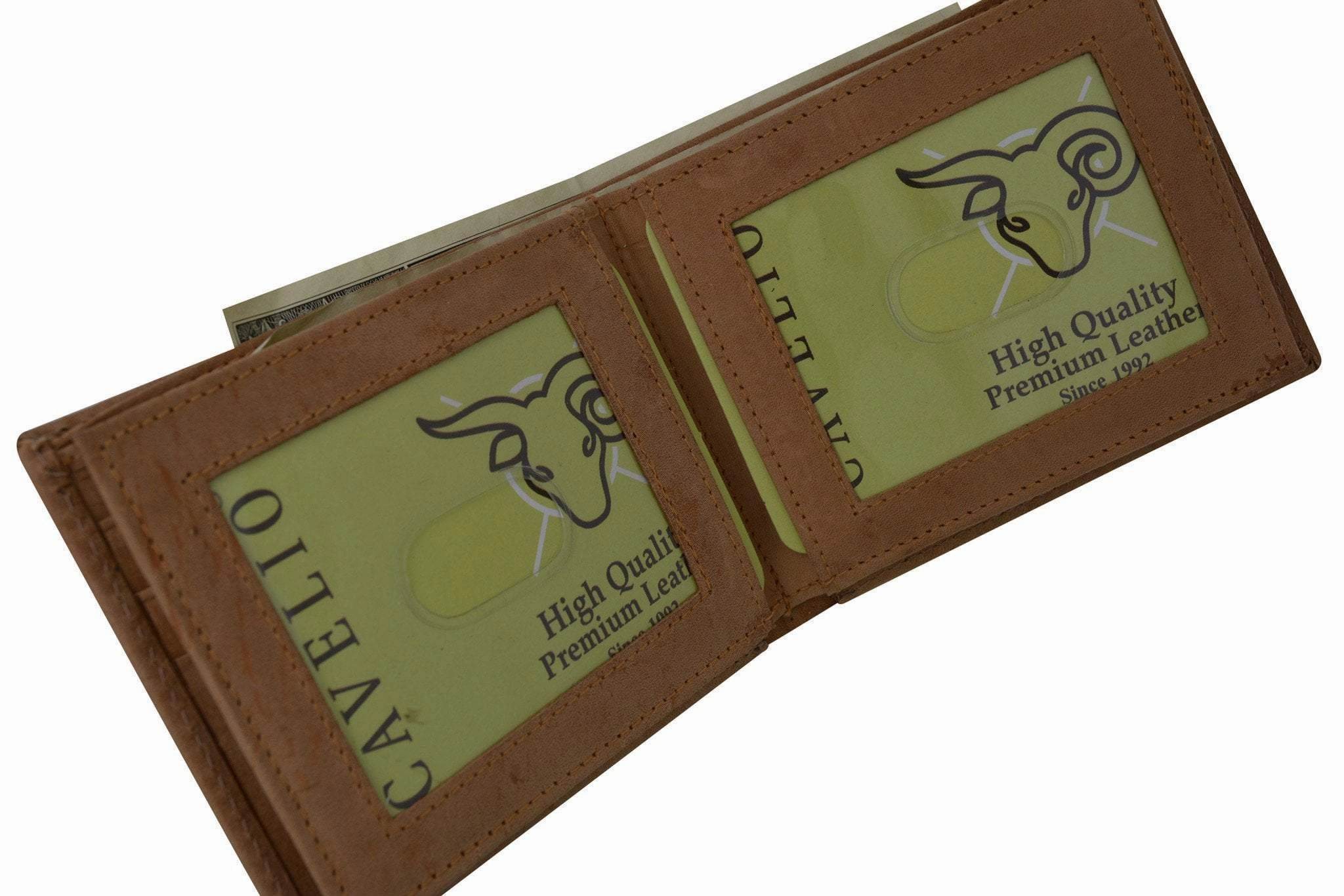 Dont Miss Out Trending Offer Today New Cavelio Hunter Premium Leather 2 Center Flaps 2 Id Windows Card Holder Bifold Wallet Hu1852 (C)