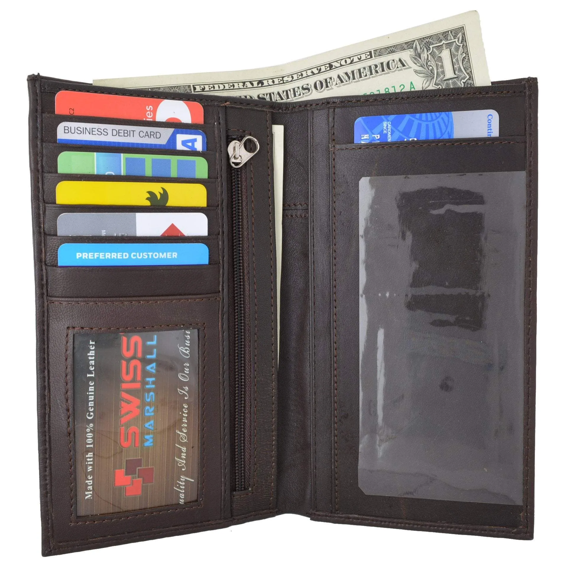 Swiss Marshal Rfid Blocking Soft Genuine Leather Slim Checkbook Holder Organizer Id Credit Card Money Holder Wallet Sm-Rfid-P853 Best Deal Online Gift Ideas Galore