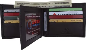 Swiss Marshall Men'S Rfid Blocking Premium Leather Bifold Multi-Card Compact Center Flip Wallet Hot Discount Deal