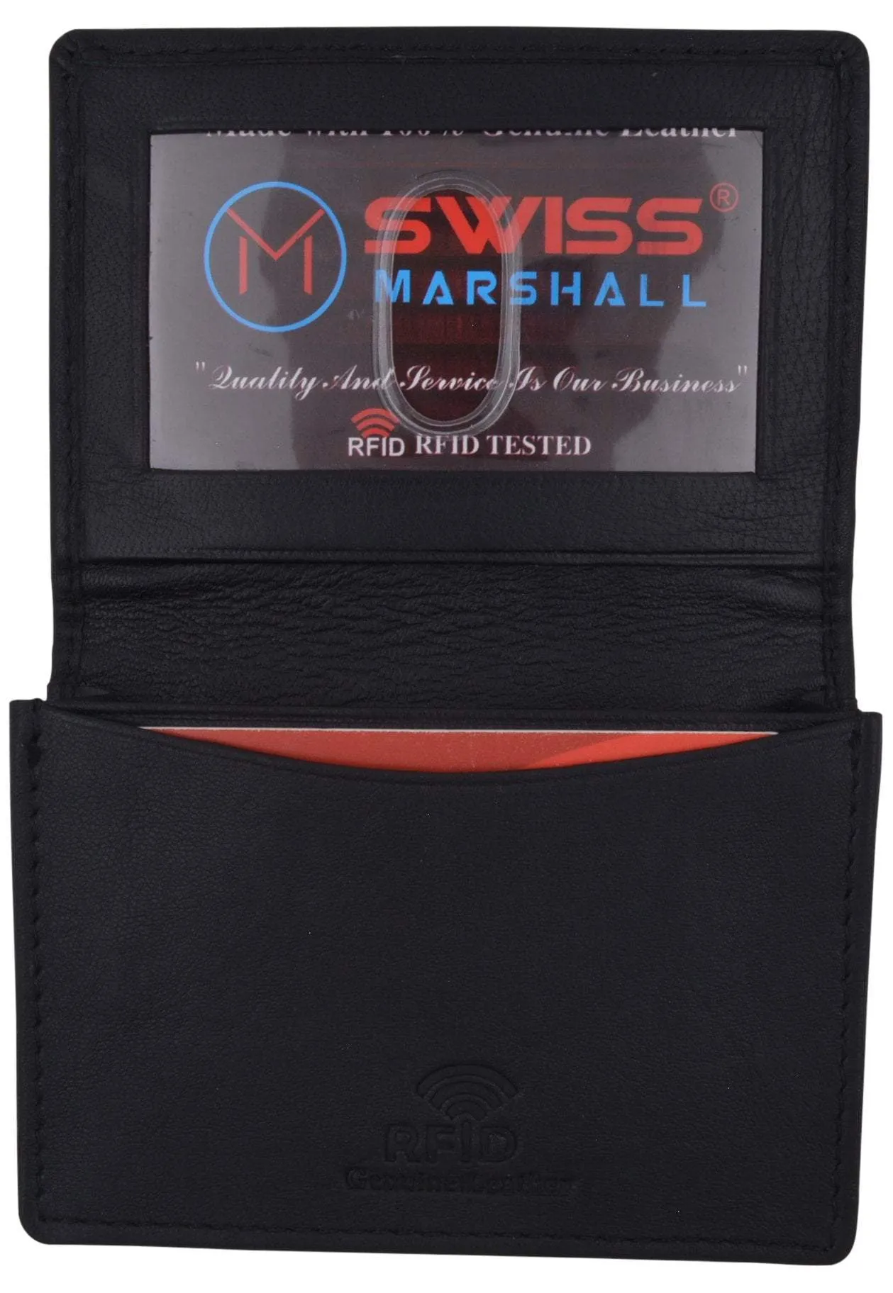 Swiss Marshall Men'S Rfid Blocking Premium Leather Expandable Small Credit Card Id Business Card Holder Wallet Exclusive Holiday Deal
