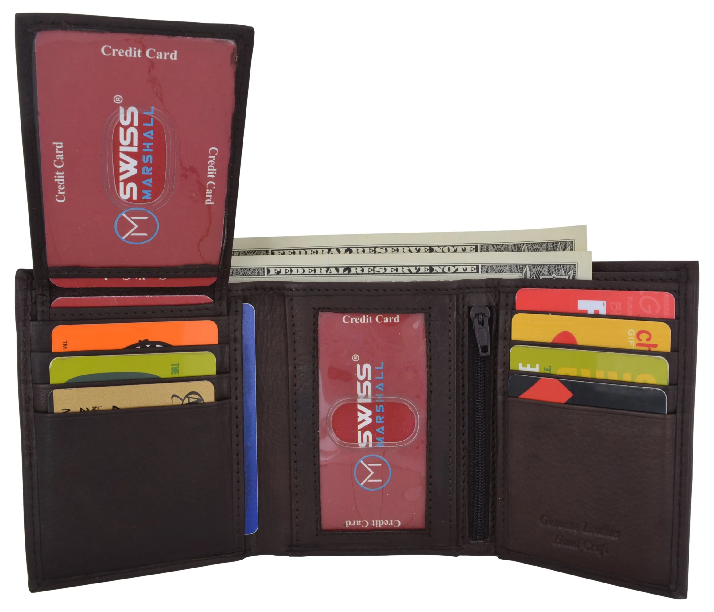 Swiss Marshall Men'S Rfid Blocking Premium Leather Removable Card/Id Holder Trifold Wallet Big Price Drop