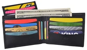Shop Today Save Swiss Marshall Men'S Rfid Premium Leather Bifold Black Wallet W/Removable Card Id Holder