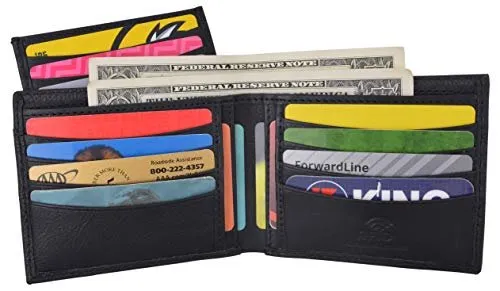 Shop Today Save Swiss Marshall Men'S Rfid Premium Leather Bifold Black Wallet W/Removable Card Id Holder