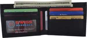 Today Only Hot Sale Swiss Marshall Men'S Slim Bifold Rfid Blocking Premium Genuine Leather Credit Card Id Wallet